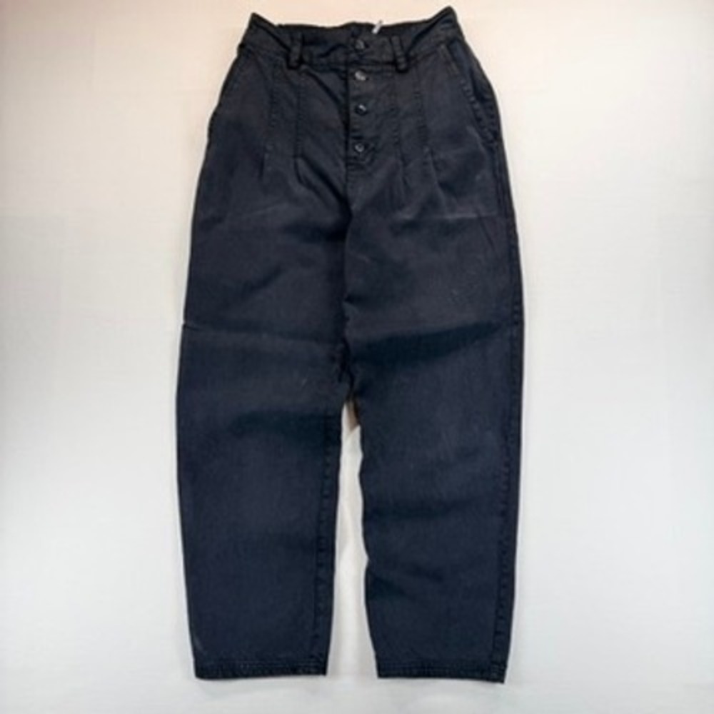 Young Fabulous & Broke Washed Black Barrel Utility Pants Small Button Fly Y2K